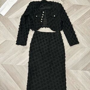 SOLD - Vintage crop jacket and column skirt coord set